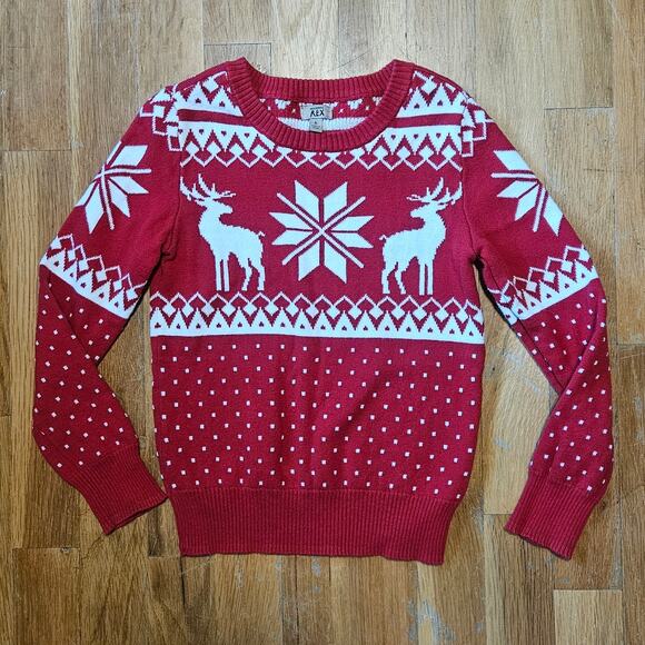 Maximus Rex Boys Sweater Size 6‎ Red Reindeer Fair Isle Nordic Christmas Knit - Picture 5 of 9
